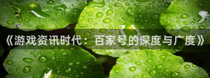 高德娱乐手机网页版登录：《游戏资讯时代：百家号的深度与广度》